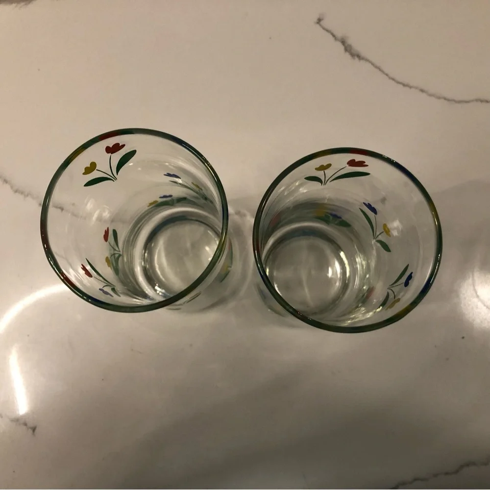 VT Libbey Glasses Jubilee Tulips 2-16oz Glasses